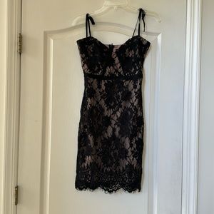 Black lace midi dress